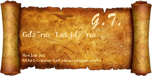 Güns Tatjána névjegykártya